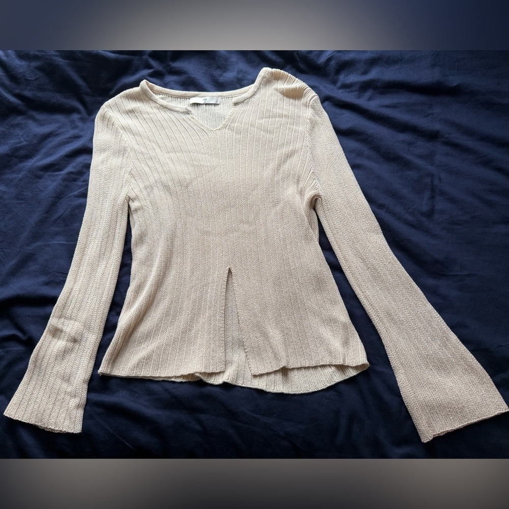 Women’s Ribbed Long-Sleeve Knit Top - Cream